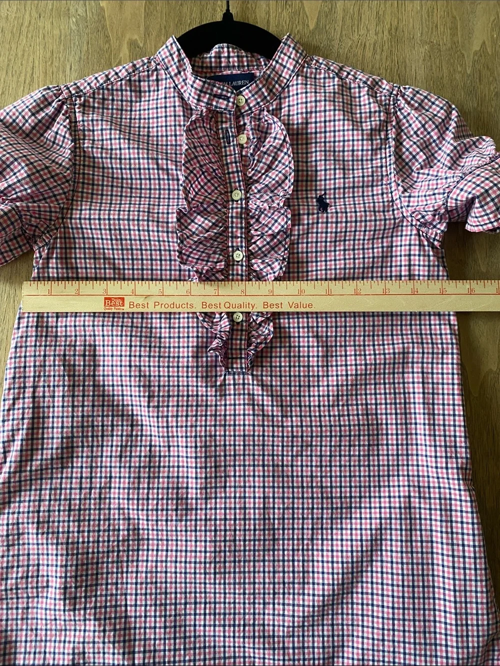 Girl’s Polo Lauren Girl’s Pink & Navy Check Ruffle Dress